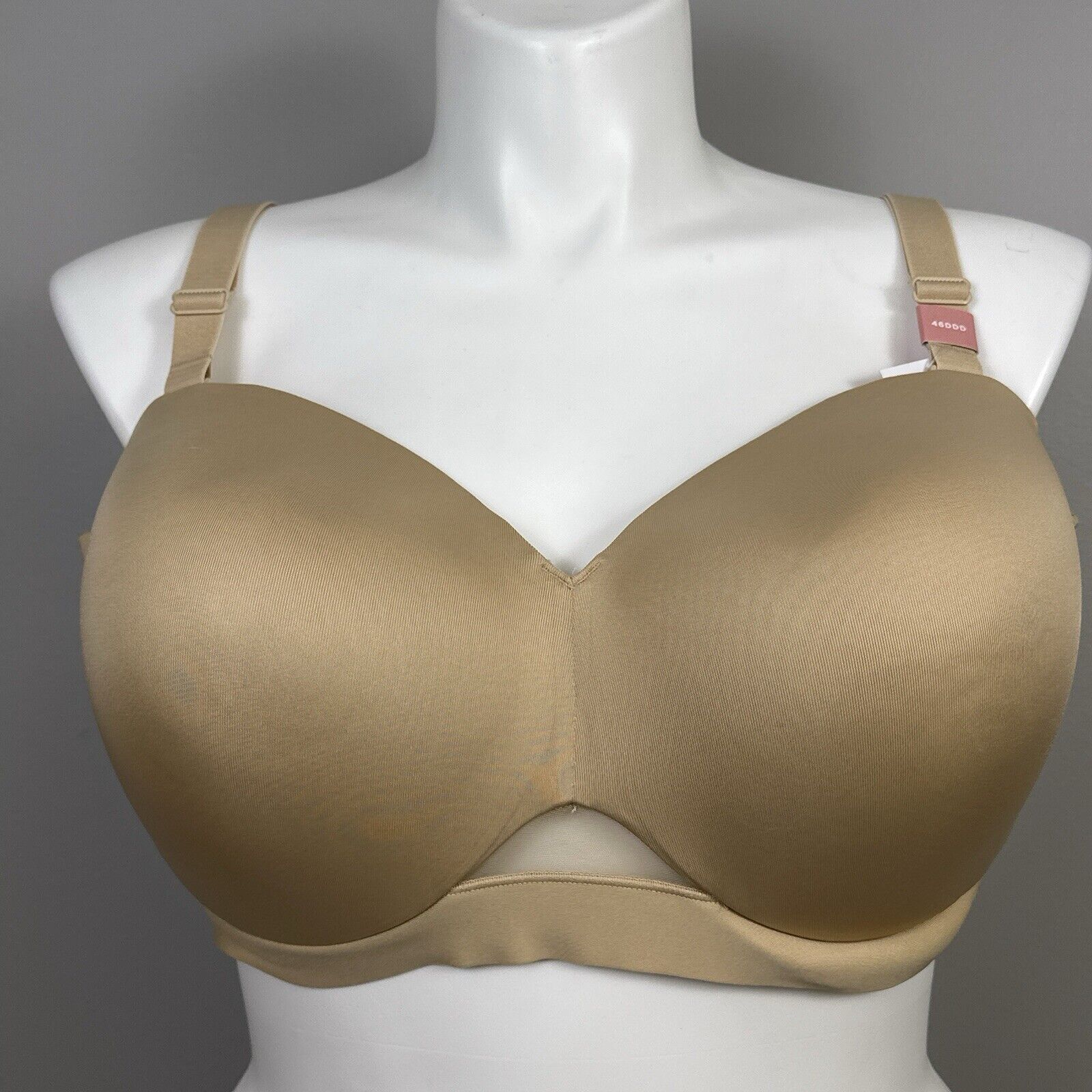 New Cacique Comfort Bliss Strapless Bra 46ddd Beige Underwire Lined Molded Nwt